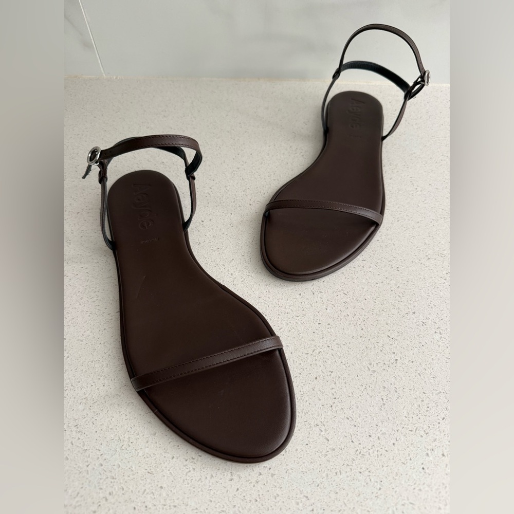Aeyde Nettie Quarter Strap Brown Leather Sandals Women’s Size 12 - Picture 4 of 6